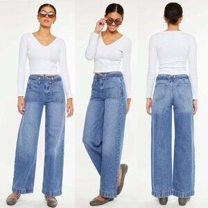 Lillian Wide Leg Self-Tie Belt Jeans | Women's Trendy Fall Denim | High Waisted